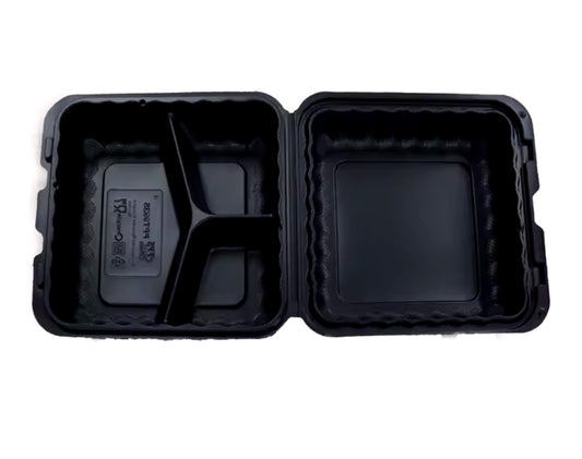 9 inch ECO-friendly Disposable lunch box Environmental takeout container -3 compartment food container 150pcs/carton