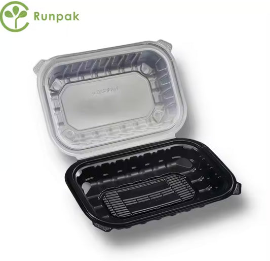 9*6 inch 1 compartment clear&black plastic takeout disposable lunchbox/takeaway food container hinged container 150pcs/carton