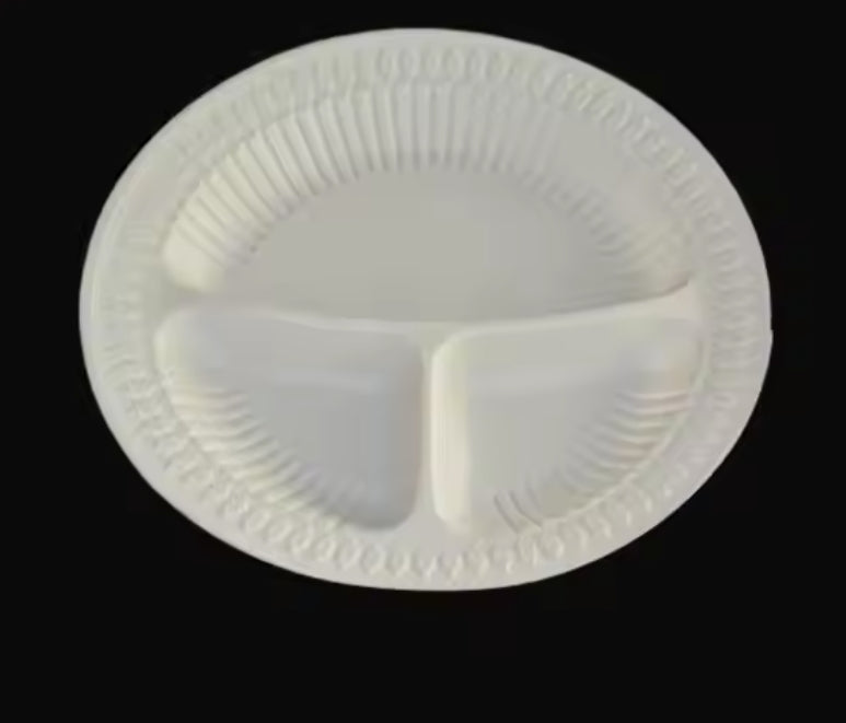 9inch 3 compartment cheap Eco-friendly Disposable PP plastic plate 500pcs/carton