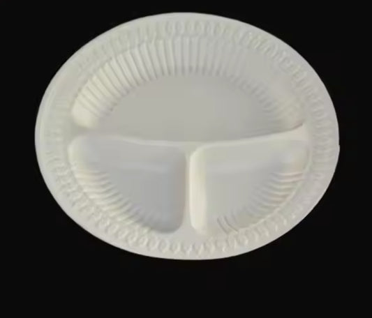 9inch 3 compartment cheap Eco-friendly Disposable PP plastic plate 500pcs/carton