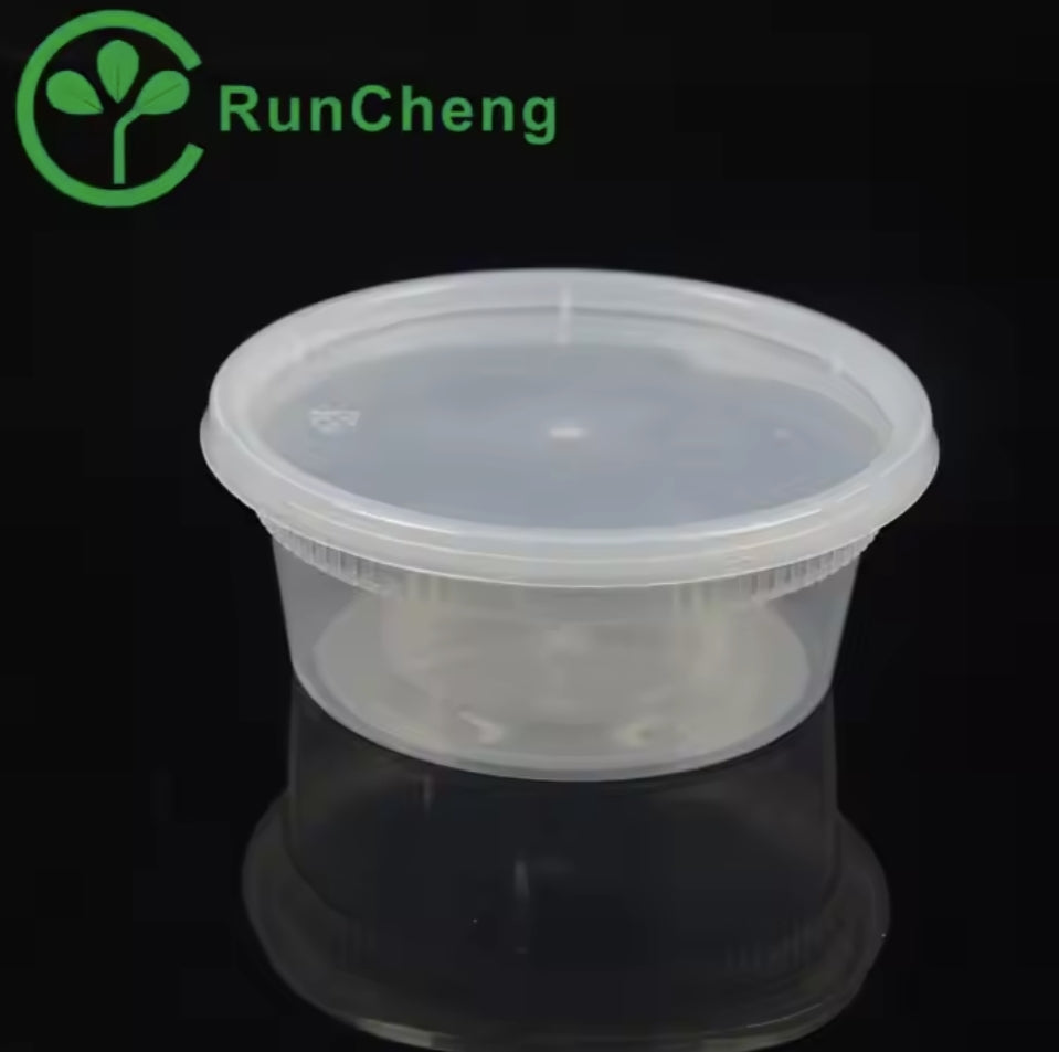 12oz Microwavable PP Heavy Duty Injection plastic clear soup cup with clear lid deli container 240set/carton