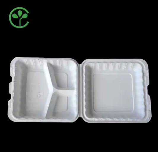 9 inch ECO-friendly Disposable lunch box Environmental takeout container -3 compartment