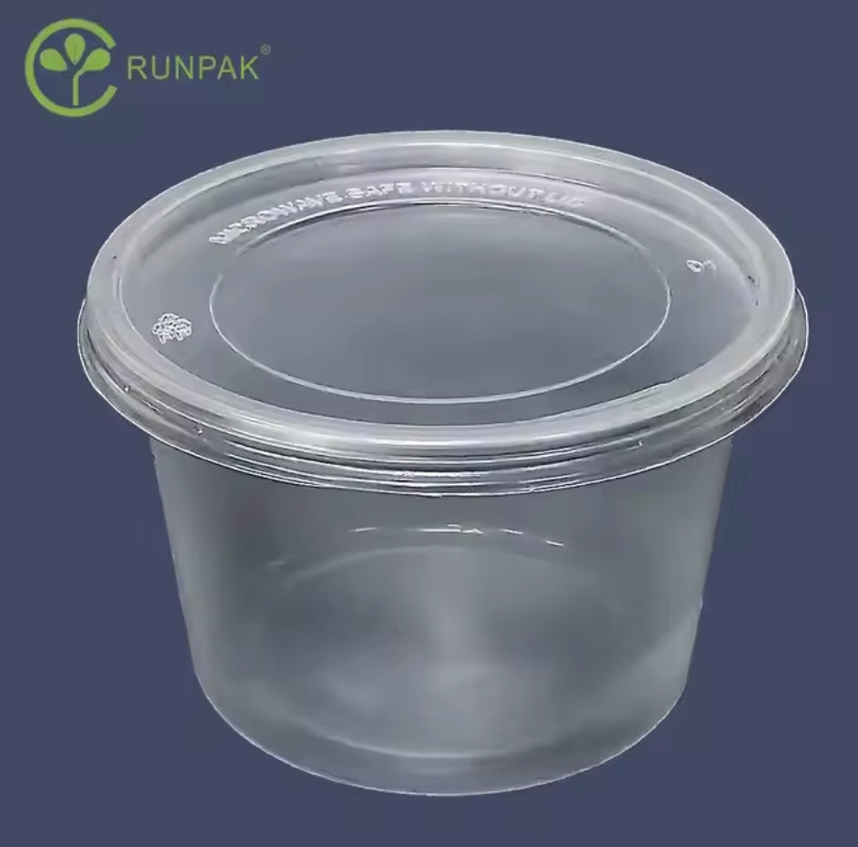 16oz Microwavable PP plastic clear soup cup with clear lid deli container 500pcs/carton