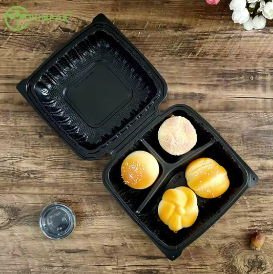 8 inch 1 compartment black food container Eco-friendly disposable lunch box Environmental microwave lunch box 150pcs/carton