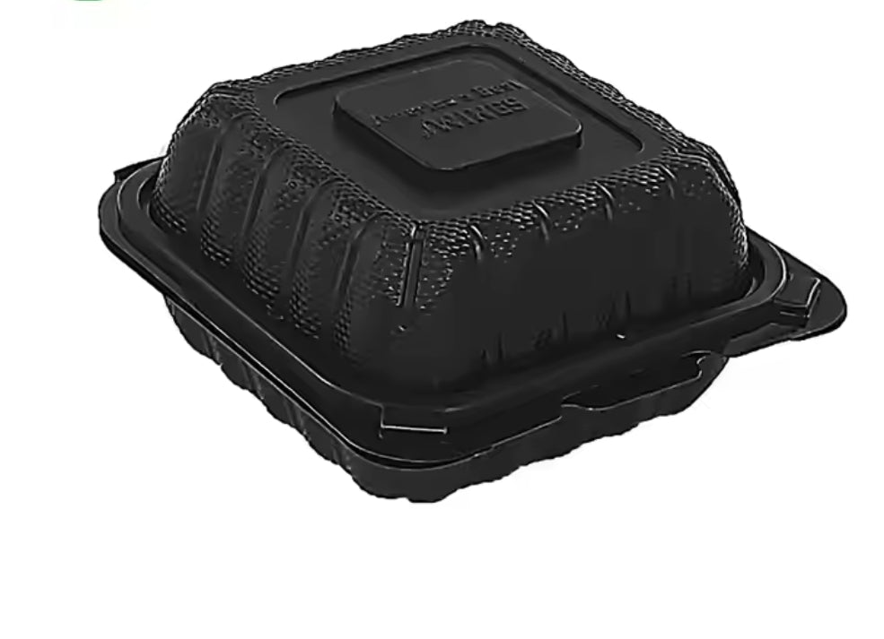 6*6 inch black lunch box with frame compartments, eco-friendly, disposable food container is a bargain 250pcs/carton