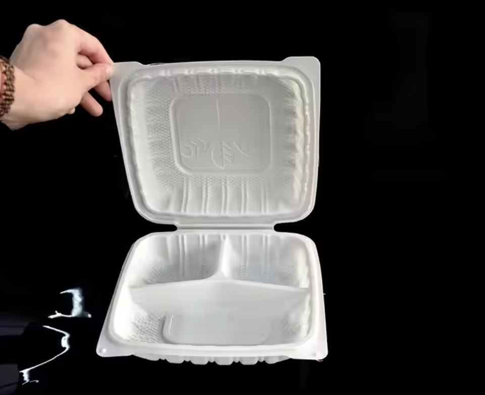 7 inch Disposable cheap lunch box with 3 compartment in fast food takeaway box 200pcs/carton