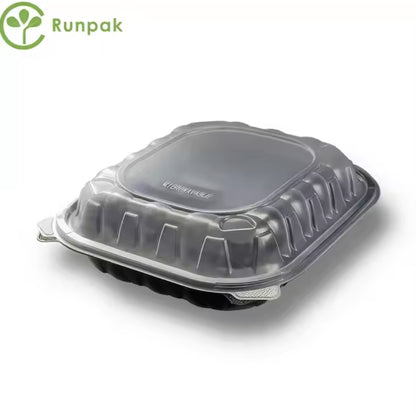 9*10inch 1 compartment ECO-friendly Disposable Black and Clear lunch box Environmental takeout food container 150pcs/carton