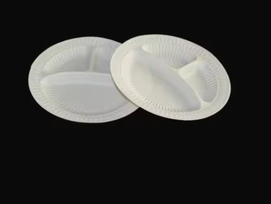 9inch 3 compartment cheap Eco-friendly Disposable PP plastic plate 500pcs/carton