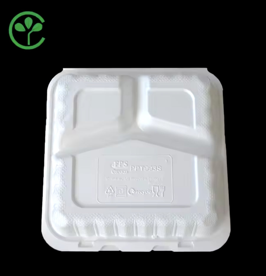 9 inch ECO-friendly Disposable lunch box Environmental takeout container -3 compartment