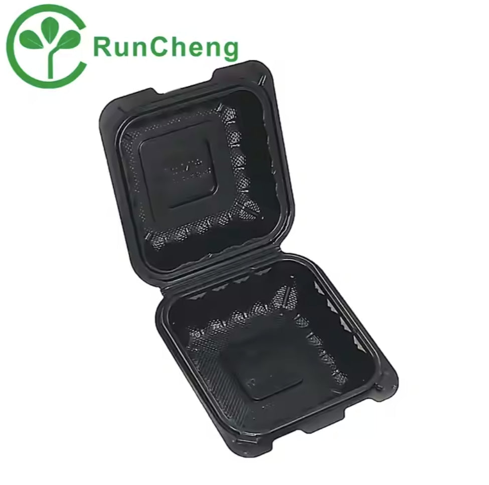 6*6 inch black lunch box with frame compartments, eco-friendly, disposable food container is a bargain 250pcs/carton