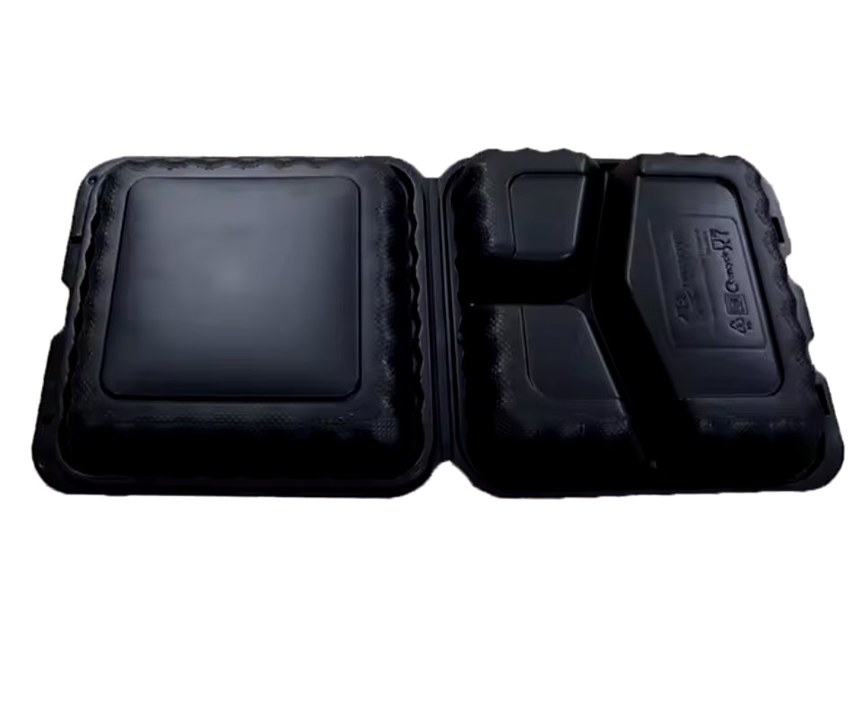 9 inch ECO-friendly Disposable lunch box Environmental takeout container -3 compartment food container 150pcs/carton