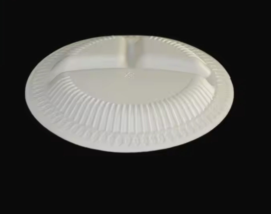 9inch 3 compartment cheap Eco-friendly Disposable PP plastic plate 500pcs/carton