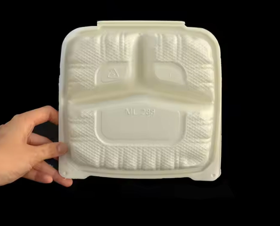 7 inch Disposable cheap lunch box with 3 compartment in fast food takeaway box 200pcs/carton